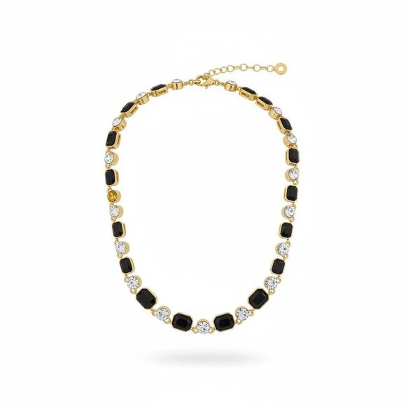 Anne Klein Jewelry - Anne Klein Gold Tone Crystal & Black Stone Station Necklace NWT